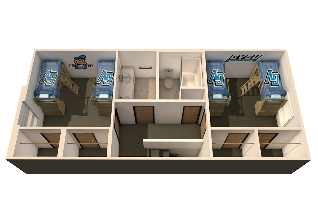 Image of the second floor of a laker village 2-Bedroom/2-Person & 2-Bedroom/4-Person Apartment floor plan